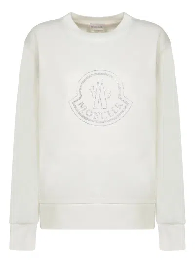 MONCLER LOGO WHITE COTTON SWEATSHIRT