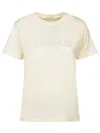 Moncler Cotton T Shirt With Tone On Tone Embroidered Logo In White