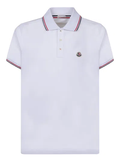MONCLER LOGO WHITE POLO SHIRT