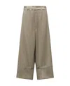 Shop Moncler Logo Wide-legged Ankle Casual Pants In Brown