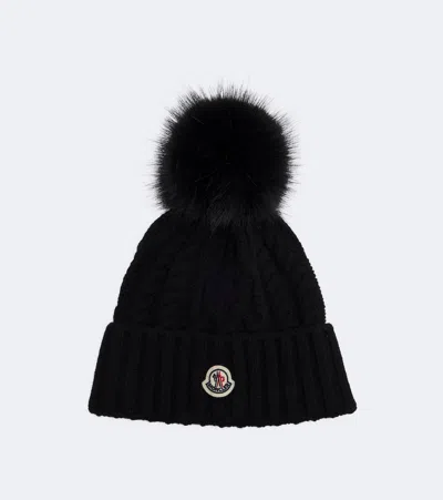 Moncler Logo Wool And Cashmere Beanie In Yellow