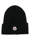Moncler Ribbed Beanie Hat With Embroidered Logo Detail