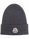 Moncler Ribbed Virgin Wool Beanie Accessories In Gray