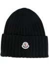 Moncler Ribbed-knit Virgin Wool Beanie In Black