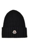 Moncler Virgin Wool Beanie In Black