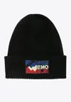 Moncler Logo Wool Beanie In Black