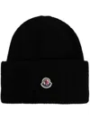 Moncler Women Logo Wool Beanie In Black