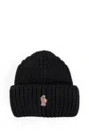 Moncler Grenoble Logo Patch Knitted Beanie In Black