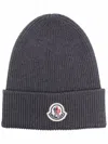 Moncler Ribbed Virgin Wool Beanie Accessories In Gray