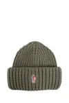 Moncler Logo Wool Beanie In Green