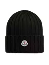 Moncler Logo Wool Beanie In Nero