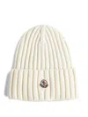 Moncler Logo Wool Beanie In White