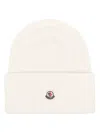 Moncler Women Logo Wool Beanie In Neutral