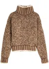 Moncler Patterned Wool Turtleneck Sweater In Beige