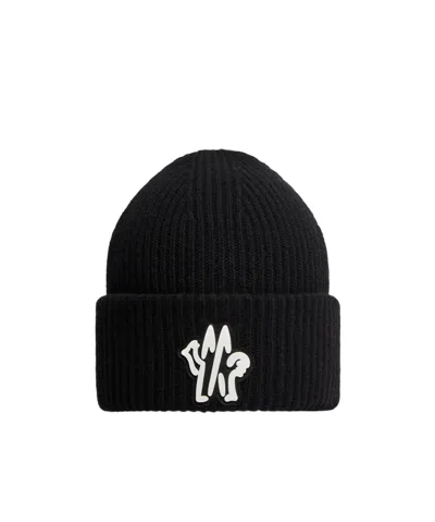 Moncler Logo Wool Cap In Black