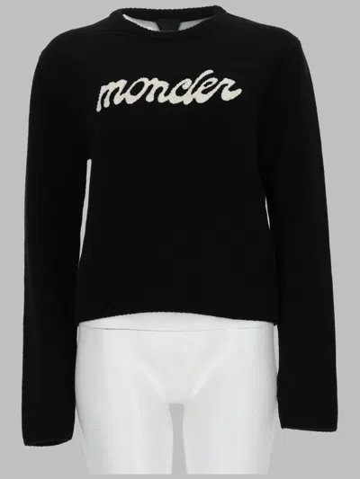 Moncler Logo Wool Cashmere Knit Sweater In Black