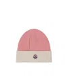 Moncler Logo Wool Hat In Pink