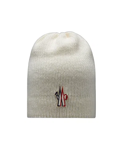 Moncler Logo Wool Hat In White