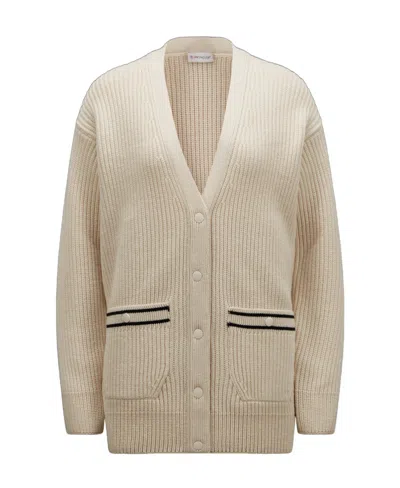 Moncler Logo Wool Sweater In Nude