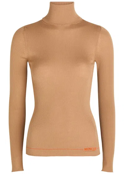 Moncler Logo Wool Top In Brown