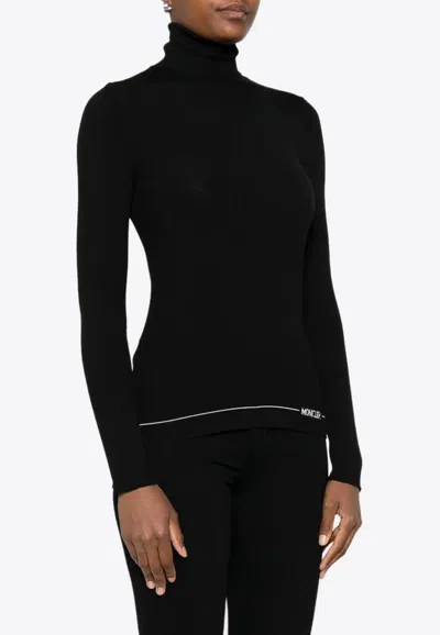 Moncler Fitted Turtleneck Knitwear Long Sleeves In Black