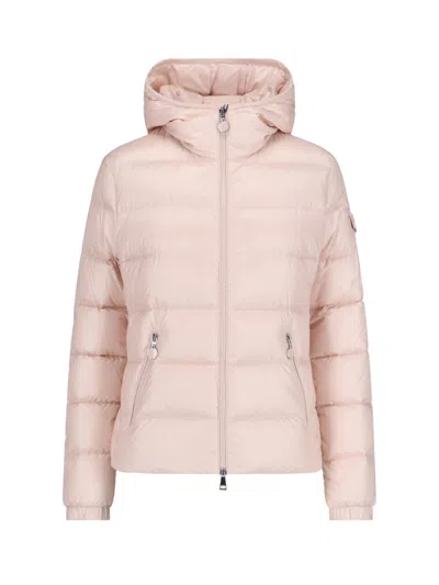 Moncler Logo Zip Down Jacket In Pink