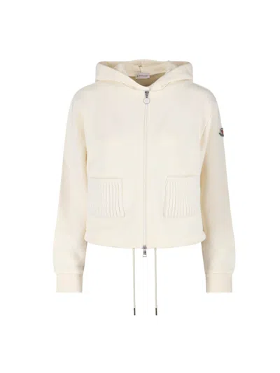 Moncler Logo Zip Sweatshirt In White