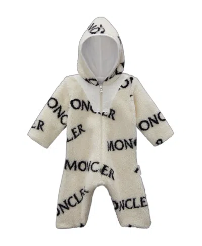 Moncler Logo Zipped Hooded Romper In White