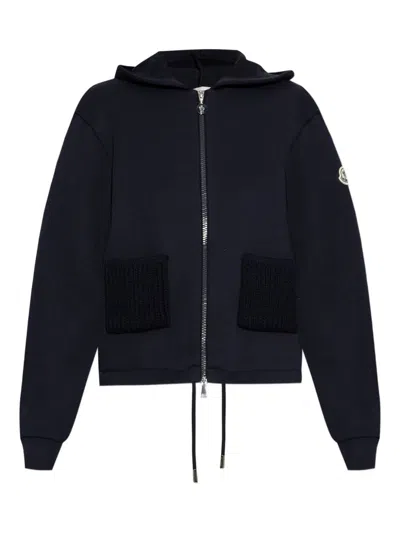Moncler Logo Zipped Hoodie In Black