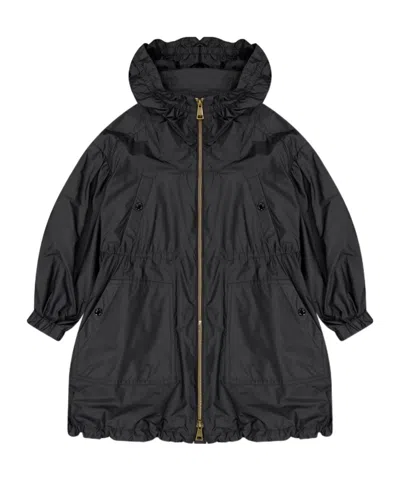 Moncler Logo Zip-up Parka In Black