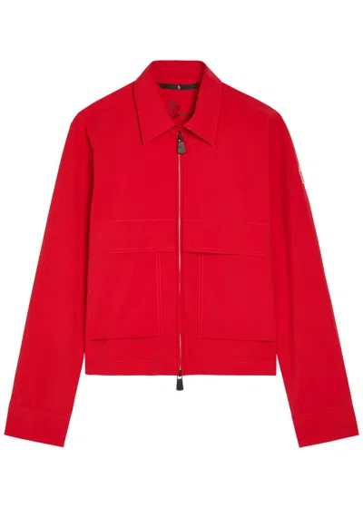 Moncler Logo-appliquéd Cropped Shell Overshirt In Red