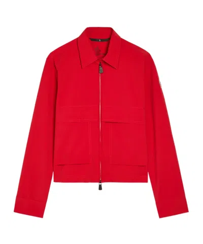 Moncler Logo-appliquéd Cropped Shell Overshirt In Red