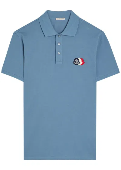Moncler Short Sleeve Polo Shirt In Blue