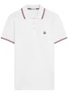 Moncler Cotton Piquet Polo Shirt With Tricolor Trim In White