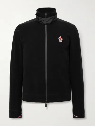 Moncler Logo Embroidery Zip-up Cardigan In Black