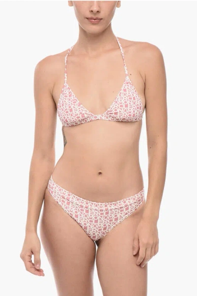 Moncler All-over Logo Bikini Set In Pink