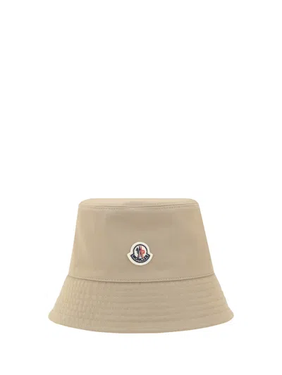 Moncler Logoed Bucket Hat In Beige