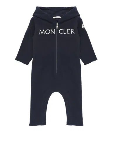 Moncler Babies' Logoed Onesie In Blue