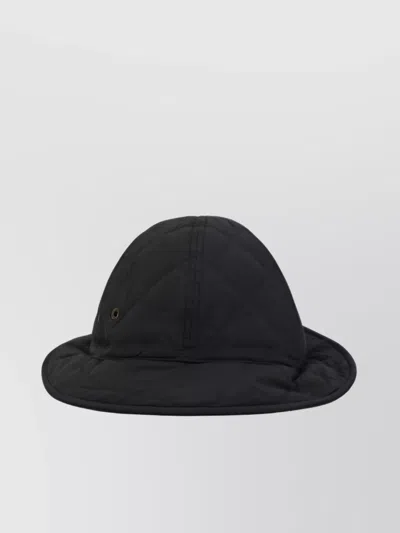 Moncler Logoed Quilted Bucket Hat With Folded Detail In Black