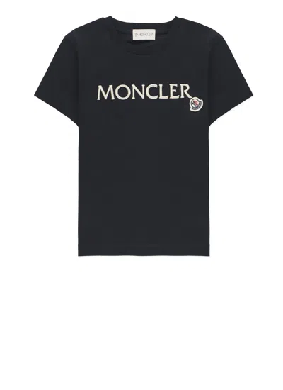 Moncler Kids' Logoed T-shirt In Black