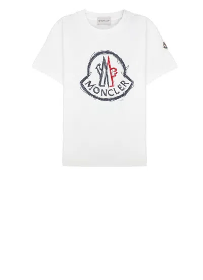 Moncler Kids' Logoed T-shirt In White