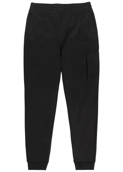 Moncler Logo-embossed Cotton Sweatpants In Black