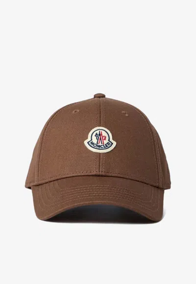 Moncler Logo-embroidered Baseball Cap In Brown