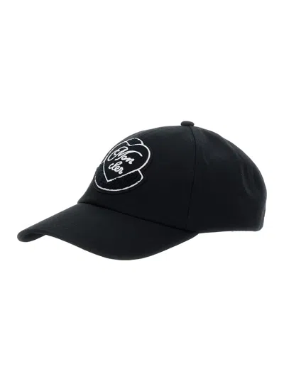 Moncler Logo-embroidered Cotton Baseball Cap With Curved Brim And Adjustable Back Closure In Black