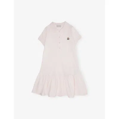 Moncler Kids' Light Pink Logo-embroidered Cotton Polo Dress 4-12