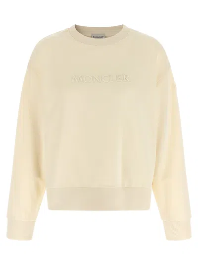 Moncler Logo-embroidered Cotton Sweatshirt In Neutral