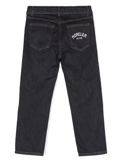 Moncler Logo-embroidered Jeans In Blue
