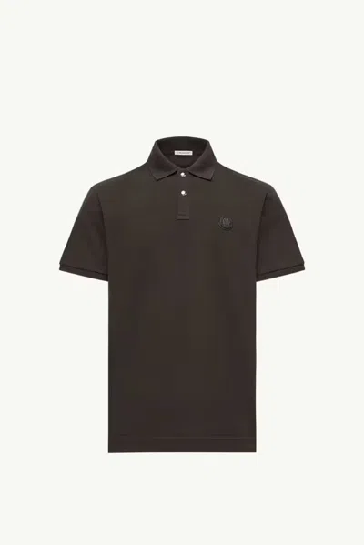 Moncler Logo-embroidered Piqué Polo Shirt In Black