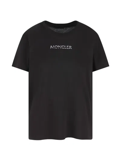 Moncler Logo Detailed Crewneck T-shirt In Black