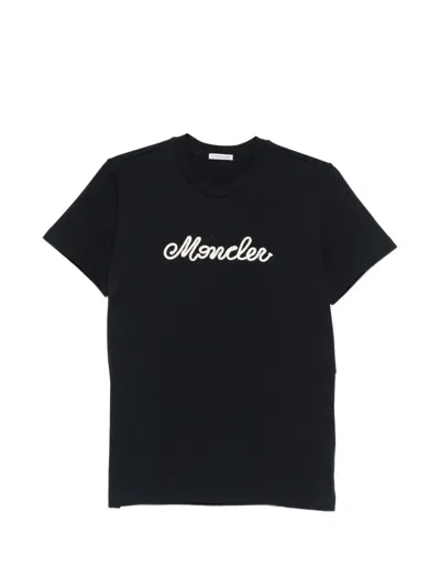 Moncler Logo-embroidered T-shirt In Blue